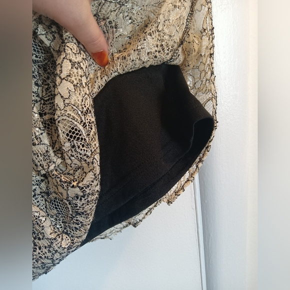 Ruffled lace Dynamite mini dress beige and black lace size 11 - Picture 8 of 13